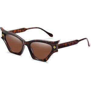 Cat Eye Sunglasses Leopard Women Modern Retro Style Fashion Decorative Bat Shade